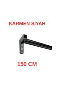 Resim Karmen Ahşap Başlıklı İki Kanallı Dekoratif Ray Siyah 150 Cm Siyah 