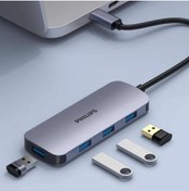 Resim Philips SWR1651B Type-C to 4 Portlu USB-A 3.2 HUB Çoklayıcı Adaptör 