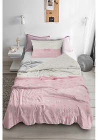 Resim Kalp Kurdale Desenli Tek Kişilik Pike ( Yastık Kılıflı ) 