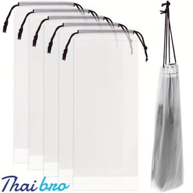 Resim 6 adet Çekme Kordonlu Şeffaf Plastik Şemsiye Çantası - Su Geçirmez, Katlanabilir Depolama için Islak Şemsiyeler, Seyahat ve Açık Hava Kullanımı için İdeal, Açık Hava Şemsiye Depolama | Şeffaf Tasarım | Güvenli Kapatma, Şemsiye Depolama Çantası 