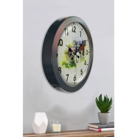 Resim Bahat Salon Ofis Duvar Saati Gri Metal Çerçeve 36 cm 