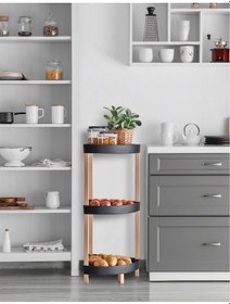 Resim Hometarz Ahşap 3 Katlı Mutfak Banyo Düzenleyici Organizer Rafı 