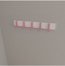 Resim Hepsi3boyutlu Modern Duvar & Kapı Baston Askılık - 5 Adet Pembe J Askılık - Model No : 6 Pembe 