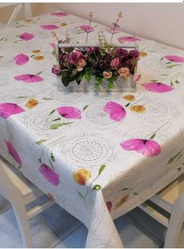 Resim Elyaflı Pvc Muşamba - Desenli Silinebilir Masa Örtüsü 01fnt12262 Pembe 