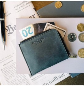 Resim Brs Bags Mark Deri Bozuk Para Cüzdanı Unisex Mini Cüzdan Küçük Boy Vintage Koyu Gri 
