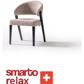 Resim Smarto Relax Aura 2'li Yemek Masası Sandalye Seti - Ahşap/siyah Ayaklı, Krem Kumaş Krem & Siyah 