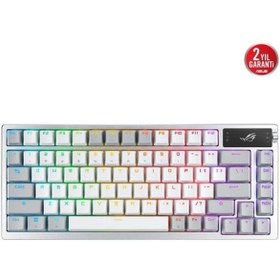 Resim ASUS ROG Azoth ROG NX Snow Switch RGB Kablosuz Türkçe Mekanik Beyaz Gaming Klavye 