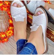 Resim Beyaz Terlik Kadın Rahat Daireler Ayakkabı Yaz 2022 Kadın Ayakkabı Slingback Sandalet Moda Bayanlar Flip Flop Günlük Yürüyüş Kadın Slaytlar Beyaz 