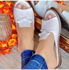 Resim Beyaz Terlik Kadın Rahat Daireler Ayakkabı Yaz 2022 Kadın Ayakkabı Slingback Sandalet Moda Bayanlar Flip Flop Günlük Yürüyüş Kadın Slaytlar Beyaz 