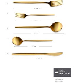 Resim Karaca Orion 30 Parça 6 Kişilik Çatal Kaşık Bıçak Takımı Matte Gold 
