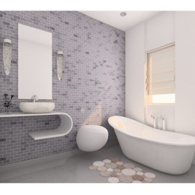 Resim TUQCO Doğaltaş Fileli 5 X 10 Muğla Beyazı - Gümüş Eskitme Mermer Mozaik 