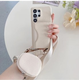 Resim Turcoshop11 Samsung S20 5g Beige Liçi Desenli Üçlü Cüzdan Telefon Kılıfı Para Kesesi 