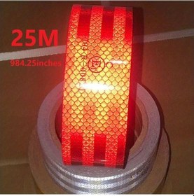 Resim Wangxi 25 Milyon Uzunluk 25m Genişlik 5cm Kırmızı Araba Yansıtıcı Uyarı Şeridi Motosiklet Sticker Retro Reflektif Bant 