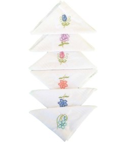 Resim Hediyelik İşlemeli Bayan Mendili 6 Lı Paket 28x28 Cm 100 Pamuk Beyaz 