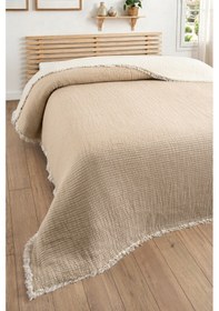 Resim 5 Katlı Dolgulu Müslin Yorgan 240x260 Cm- Battal Boy Yatak Örtüsü Bej Bej 