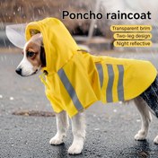 Resim Köpekler için Poncho Yağmurluk - Sarı Yansıtıcı Çizgiler, Şeffaf Kapüşon, İki Bacak Tasarımı, Yumuşak Polyester Kumaş, Yağmurlu ve Karlı Hava İçin Mükemmel, Orta ve Büyük Irklar, Köpek Yağmurluk Giyim | Şık Köpek Giyim | Yansıtıcı Çizgili Battaniye 