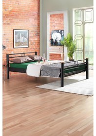 Resim Kappis Çift Kişilik Ferforje Metal Karyola-siyah Ahşap Latalı 