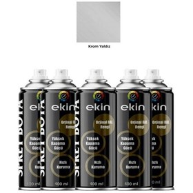 Resim Ekin 400 Ml Sprey Boya Krom Yaldız Metalik Renk 5 Adet Krom Yaldız 400 Ml 