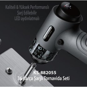Resim Kingsdun Sarjli Tornavida Seti 36 Parçali Manyetik Uç 5v 2500mah 