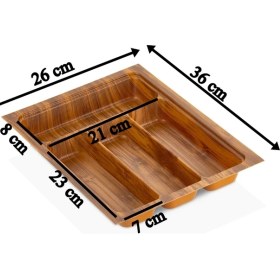 Resim 26x36 4 gözlü Çekmece Içi Ahşap Renk Kaşıklık Ücretsiz Kesim (Max 22,5x32,5 Cm'e Kesilir) 
