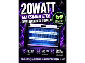 Resim Deanb 20W Çift Uva Işıklı Elektrikli Sivrisinek Kovucu Cihaz İç ve Dış Mekan Kullanımı İçin Metal Yapı ile Etkili 