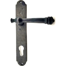 Resim Antika Tarz Dekoratif Pirinç Taşra Oda Kapı Kolu - 220X35 Mm, Oksit 
