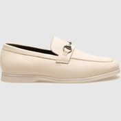 Resim Hakiki Deri Bej Tokalı Erkek Loafer - 40 