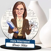 Resim Kadın Fizik Öğretmeni Karikatürlü Biblo 