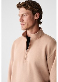 Resim Grimelange Baxter Erkek Dik Yakalı Fermuarlı Relaxed Vizon Sweatshirt Vizon 