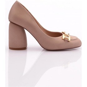 Resim Dgn 6030 Kadin Teş Detayli Topuklu Ayakkabi 6030-1974-R146601 Gülkurusu 