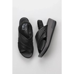 Resim Bueno Shoes Siyah Deri Kadın Dolgu Topuklu Sandalet 01WU5700 01WU5700 