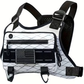 Resim Ayarlanabilir Kayışlı Unisex Göğüs Çantası - Koşu, Yürüyüş, Spor Salonu, Seyahat, Bisiklet ve İş İçin Hafif Taktik Sırt Çantası Çok Cepli Siyah/Beyaz Fitness Aksesuar Kompakt Depolama Multifonksiyonel Ekipman Temel Spor Tutkunlar için Dayanıklı Dizayn Pratik Kılıf Avid Gezginler Bel Bandı Streetwear Fonksiyonalite Telefon Askısı 