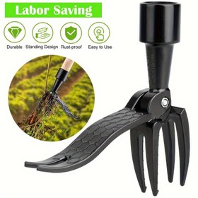 Resim 1 adet Ağır Hizmet Metal Dikey Yabani Ot Çıkarıcı, Ergonomik Alüminyum Pençelerle, Bahçe Çim Bakımı İçin Değiştirilebilir Başlık, Manuel Ayakta Yabani Ot Çıkarıcı, Dış Mekan Kullanımı İçin Bükülme Olmadan Kök Çıkarma Aracı, Bahçe Bakım Aksesuarı | Ergonomik Tasarım | Metal Yapı, Bahçe Aracı 