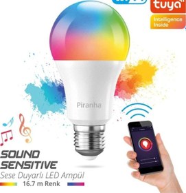 Resim Piranha 21110 Rgb Akıllı Led Ampul Sese Duyarlı Led Ampul 9w Wifi Bağlantılı Dim 
