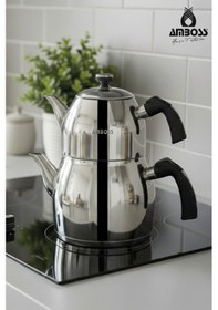 Resim Teadora 4 Parça Paslanmaz Çelik Büyük Boy Çaydanlık Gri 