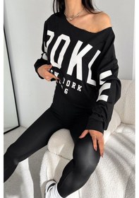 Resim Kadın Sweatshirt Crop-geniş Yaka 2 İplik S-m-l 109kdn 001 