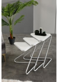 Resim Faymend Bumerang 3lü Set Sehpa 'mat Beyaz' Beyaz 