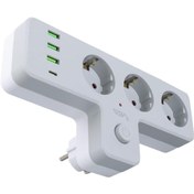 Resim STOREMAX aclyashop Lua Anahtarlı Topraklı Priz, 3 SOKETLİ 3xUSB 2.4A, 1xTYPE-C 20 watt, AKIM KORUMALI PRİZ, 1 