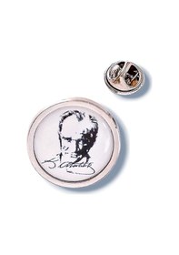 Resim Türk Bayrağı & Atatürk Kocatepe & Atatürk Damla Mine Yaka Rozeti Gümüş 