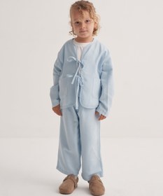 Resim Unisex Çocuk Dökümlü Pamuklu Beli Lastikli Pantolon Mavi - 2-3 Yaş 