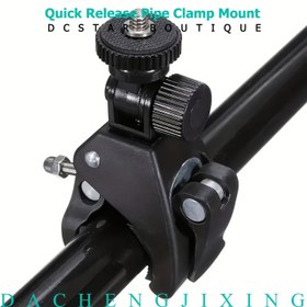 Resim GoPro Hero Serisi, Aksiyon Kameraları, LCD Monitör, DSLR Kameralar, DV, Flaş Işığı, Stüdyo Arka Planı, Bisiklet, Mikrofon Standları, Müzik Standları, Tripod, Motosiklet, Çubuk Bar için Uyumlu 1/4"-20 Dişli Başlıklı Kamera Süper Kelepçesi, Direnç çapı 1.7-4 cm 