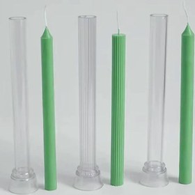 Resim Dikey Çizgili Uzun Çubuk Mum Kalıbı DIY El Yapımı Mum Yapımı Malzemeleri Akrilik Plastik Kalıp Seti Akşam Yemeği Dekorasyonu Mum Üretim Araçları 