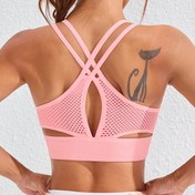 Resim 1 adet 94g Kadın Çapraz Arkaya Spor Sütyeni, Pembe, Nem Emici Yoga Fitness Sütyeni, Rahat Elastik, Nefes Alabilen Egzersiz Giyimi, Düz Renk, Yüksek Esneklikli Kumaş, U-Neck Tasarım, Koşu ve Spor Salonu için Egzersiz Giyimi | Uneck Bra | Highstretch Fabri 