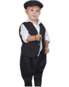 Resim Şalvarlı Sekiz Köşe Kasketli Yöresel Bebek Kostümü Siyah 