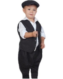 Resim Şalvarlı Sekiz Köşe Kasketli Yöresel Bebek Kostümü Siyah 