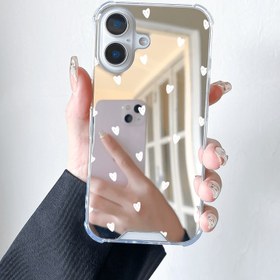 Resim Lüks Ayna Tam Paket Anti Düşme Küçük Kalp Desenli Telefon Kılıfı için Iphone 16 15 14 13 12 11 Pro Max XS XR 7 8 SE JD1 