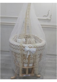 Resim Babyen1 Zigzag Kahve Bebek Beşik Uyku Seti %100 Pamuk-60X100 