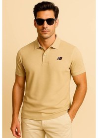 Resim New Balance Bej Classic Basic Logo Polo Yaka Pike Tişört Mnt3415-mop Bej 