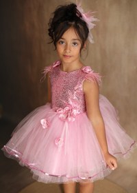 Resim black white wedding Pembe Kız Çocuk Çiçek Ve Tüy Detaylı Mini Tütü Elbise 