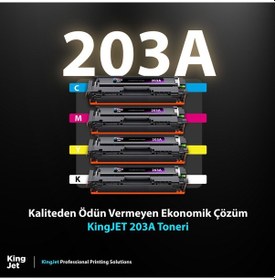 Resim Kingjet Hp Uyumlu 203a Standart Kapasiteli 4 Renk Takım Toner Çipli M254dw İle Uyumlu 